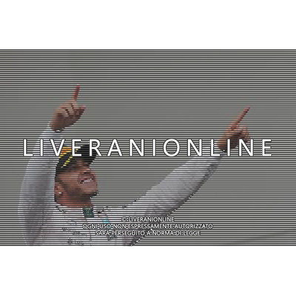 Race winner and World Champion Lewis Hamilton (GBR) Mercedes AMG F1 celebrates on the podium. 25.10.2015. Formula 1 World Championship, Rd 16, United States Grand Prix, Austin, Texas, USA, Race Day. AG ALDO LIVERANI SAS ONLY ITALY