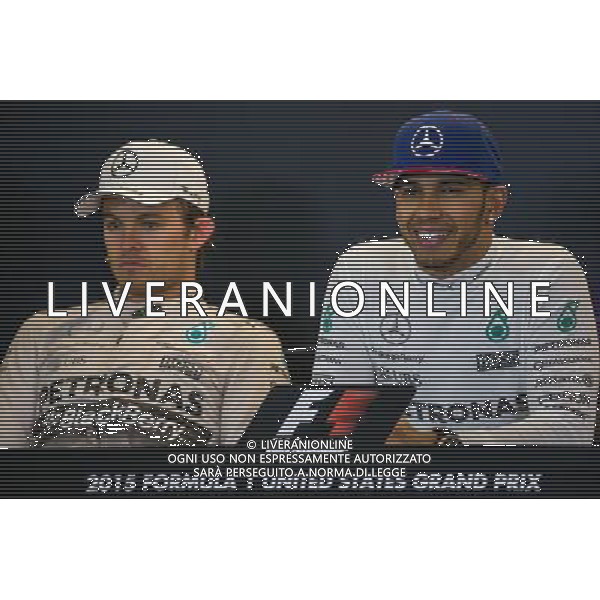 NICO ROSBERG E LEWIS HAMILTON 25.10.2015. Formula 1 World Championship, Rd 16, United States Grand Prix, Austin, Texas, USA, Race Day. AG ALDO LIVERANI SAS ONLY ITALY
