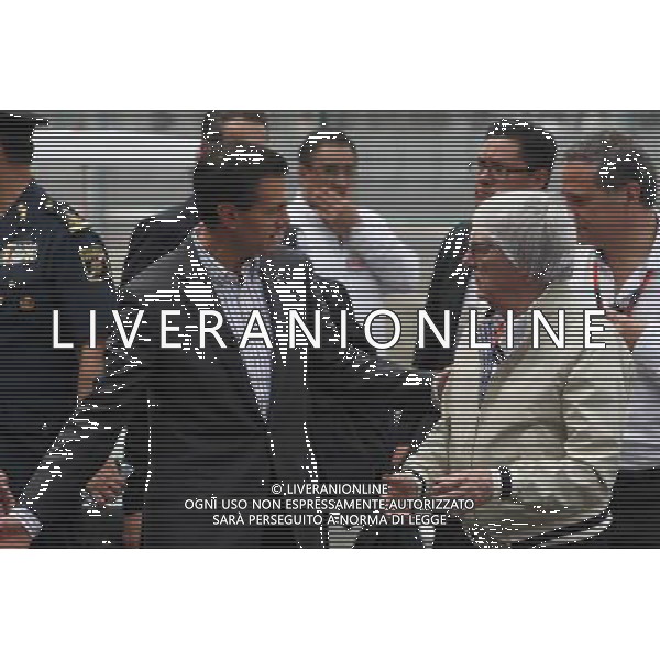 (L to R): Enrique Pena Nieto (MEX) Mexican President with Bernie Ecclestone (GBR). 29.10.2015. Formula 1 World Championship, Rd 17, Mexican Grand Prix, Mexixo City, Mexico, Preparation Day. AG ALDO LIVERANI SAS ONLY ITALY
