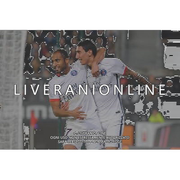 joie PSG / Lucas Moura / Angel Di Maria - 30.10.2015 - Rennes / PSG - 12eme journee de Ligue 1 Photo : Andre Ferreira / Icon Sport/AGENZIA ALDO LIVERANI SAS - ITALY ONLY EDITORIAL USE ONLY