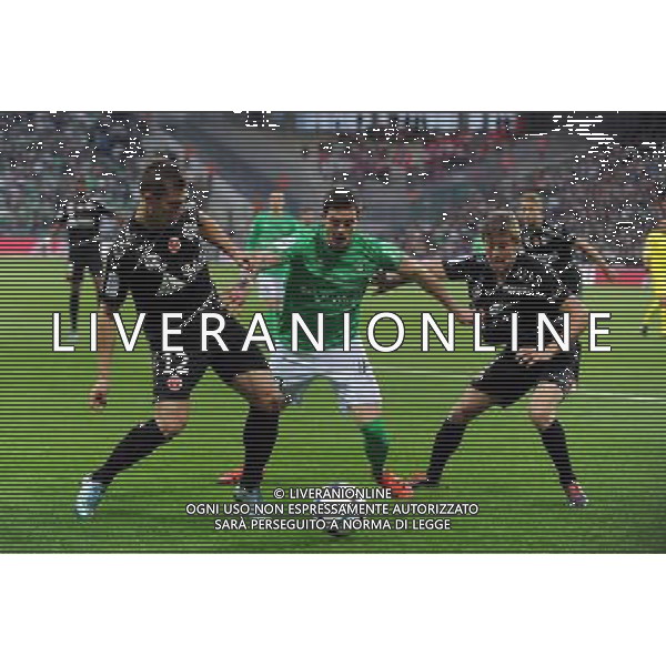 Nicolas DE PREVILLE / Nolan ROUX - 31.10.2015 - Saint Etienne / Reims - 12eme journee de Ligue1 Photo : Jean Paul Thomas / Icon Sport AG ALDO LIVERANI SAS ONLY ITALY