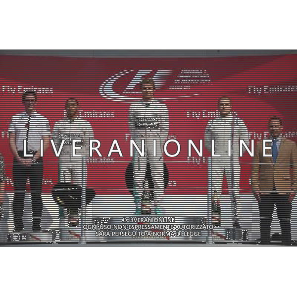 1st place Nico Rosberg (GER) Mercedes AMG F1 W06, 2nd place Lewis Hamilton (GBR) Mercedes AMG F1 W06 and 3rd place Valtteri Bottas (FIN) Williams FW37. 01.11.2015. Formula 1 World Championship, Rd 17, Mexican Grand Prix, Mexixo City, Mexico, Race Day. AG ALDO LIVERANI SAS ONLY ITALY