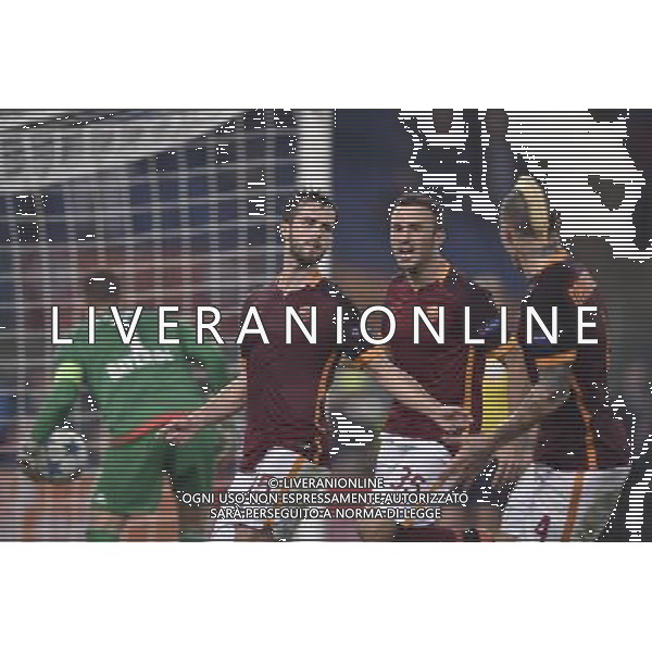 Roma - 04/11/2015 - Stadio Olimpico - Uefa Champions League 2015/2016 - Gruppo E - AS Roma vs Bayer Leverkusen - nella foto: L\'esultanza dopo il gol di Miralem Pjanic / Ph Fabrizio Corradetti - Ag. Aldo Liverani sas /Agenzia Aldo Liverani S.a.s.
