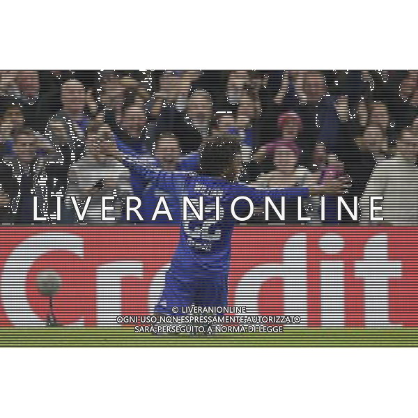 Chelsea\'s Willian celebrates scoring his sides second goal Photographer Craig Mercer/CameraSport Football - UEFA Champions League Group G - Chelsea v Dynamo Kiev - Wednesday 4th November 2015 - Stamford Bridge - London - Â© CameraSport - 43 Linden Ave. Countesthorpe. Leicester. England. LE8 5PG - Tel: +44 (0) 116 277 4147 - admin@camerasport.com - www.camerasport.com /Agenzia Aldo Liverani S.a.s. - ITALY ONLY EDITORIAL USE ONLY