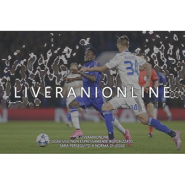 Chelsea\'s Baba Rahman under pressure from Dynamo Kyiv\'s Yevhen Khacheridi Photographer Craig Mercer/CameraSport Football - UEFA Champions League Group G - Chelsea v Dynamo Kiev - Wednesday 4th November 2015 - Stamford Bridge - London - Â© CameraSport - 43 Linden Ave. Countesthorpe. Leicester. England. LE8 5PG - Tel: +44 (0) 116 277 4147 - admin@camerasport.com - www.camerasport.com /Agenzia Aldo Liverani S.a.s. - ITALY ONLY EDITORIAL USE ONLY