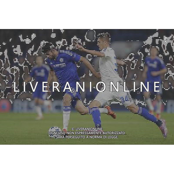 Chelsea\'s Diego Costa battles for possession with Dynamo Kyiv\'s Yevhen Khacheridi Photographer Craig Mercer/CameraSport Football - UEFA Champions League Group G - Chelsea v Dynamo Kiev - Wednesday 4th November 2015 - Stamford Bridge - London - Â© CameraSport - 43 Linden Ave. Countesthorpe. Leicester. England. LE8 5PG - Tel: +44 (0) 116 277 4147 - admin@camerasport.com - www.camerasport.com /Agenzia Aldo Liverani S.a.s. - ITALY ONLY EDITORIAL USE ONLY