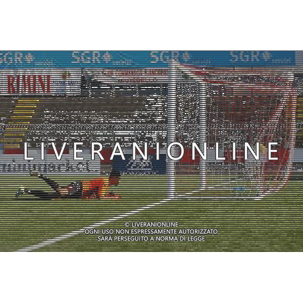 Lega Pro Girone B, Rimini vs Prato del 08/11/2015, nella foto Anacoura Francesco subisce il goal, ©Claudio Zamagni/ Agenzia Aldo Liverani s.a.s.