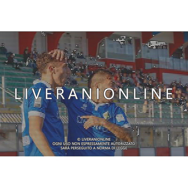 Lega Pro Girone B, Rimini vs Prato del 08/11/2015, nella foto Alessandro Capello festeggia il goal con Chiric˜ Cosimo , ©Claudio Zamagni/ Agenzia Aldo Liverani s.a.s.