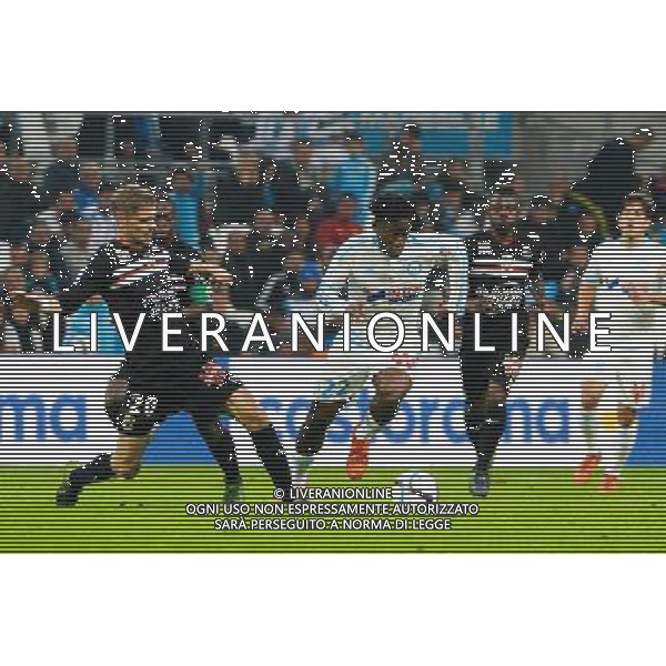 Maxime LE MARCHAND / Michy BATSHUAYI - 08.11.2015 - Marseille / Nice - 13eme journee de Ligue 1 Photo : Gaston Petrelli / Icon Sport AG ALDO LIVERANI SAS ONLY ITALY
