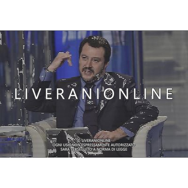 Matteo Salvini ospite al programma di Bruno Vespa \'Porta a Porta\' Roma - 10.1.2015 Nella Foto:Matteo Salvini ospite al programma di Bruno Vespa \'Porta a Porta\' /Ph.Corradetti-Ag. Aldo Liverani