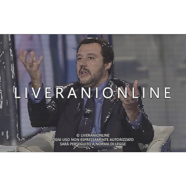 Matteo Salvini ospite al programma di Bruno Vespa \'Porta a Porta\' Roma - 10.1.2015 Nella Foto:Matteo Salvini ospite al programma di Bruno Vespa \'Porta a Porta\' /Ph.Corradetti-Ag. Aldo Liverani
