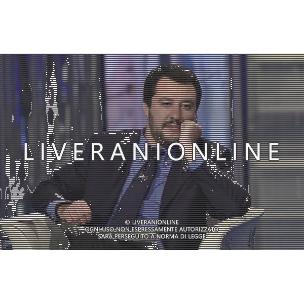 Matteo Salvini ospite al programma di Bruno Vespa \'Porta a Porta\' Roma - 10.1.2015 Nella Foto:Matteo Salvini ospite al programma di Bruno Vespa \'Porta a Porta\' /Ph.Corradetti-Ag. Aldo Liverani