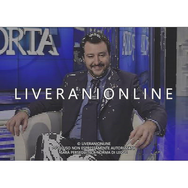 Matteo Salvini ospite al programma di Bruno Vespa \'Porta a Porta\' Roma - 10.1.2015 Nella Foto:Matteo Salvini ospite al programma di Bruno Vespa \'Porta a Porta\' /Ph.Corradetti-Ag. Aldo Liverani