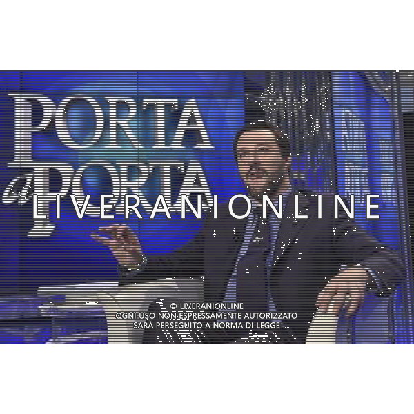 Matteo Salvini ospite al programma di Bruno Vespa \'Porta a Porta\' Roma - 10.1.2015 Nella Foto:Matteo Salvini ospite al programma di Bruno Vespa \'Porta a Porta\' /Ph.Corradetti-Ag. Aldo Liverani