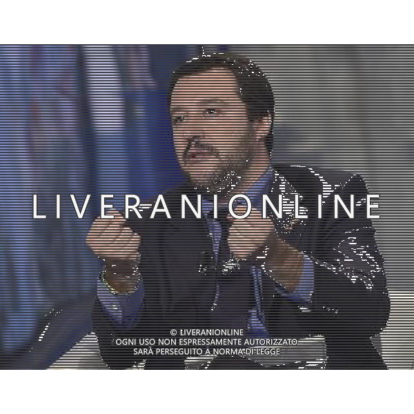 Matteo Salvini ospite al programma di Bruno Vespa \'Porta a Porta\' Roma - 10.1.2015 Nella Foto:Matteo Salvini ospite al programma di Bruno Vespa \'Porta a Porta\' /Ph.Corradetti-Ag. Aldo Liverani
