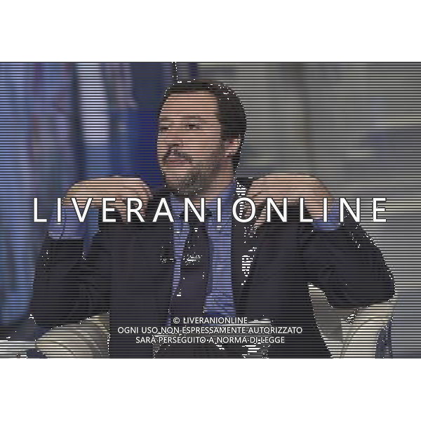 Matteo Salvini ospite al programma di Bruno Vespa \'Porta a Porta\' Roma - 10.1.2015 Nella Foto:Matteo Salvini ospite al programma di Bruno Vespa \'Porta a Porta\' /Ph.Corradetti-Ag. Aldo Liverani
