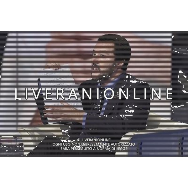 Matteo Salvini ospite al programma di Bruno Vespa \'Porta a Porta\' Roma - 10.1.2015 Nella Foto:Matteo Salvini ospite al programma di Bruno Vespa \'Porta a Porta\' /Ph.Corradetti-Ag. Aldo Liverani