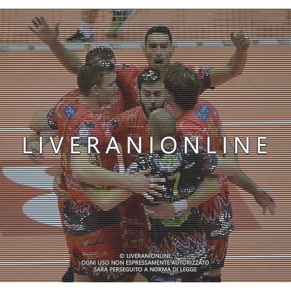 Regular Season SuperLega Volley 4 Giornata Forli\' - 11.11.2015 CMC Romagna-Sir Safety Conad Perugia Nella Foto:i giocatori di perugia festeggiano /Ph.Vitez-Ag. Aldo Liverani