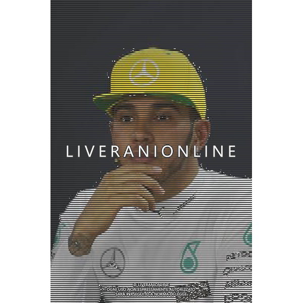 Lewis Hamilton (GBR) Mercedes AMG F1 in the FIA Press Conference. 15.11.2015. Formula 1 World Championship, Rd 18, Brazilian Grand Prix, Sao Paulo, Brazil, Race Day. /AGENZIA ALDO LIVERANI Sas - ITALY ONLY - EDITORIAL USE ONLY - GP BRASILE F1 SAN PAOLO