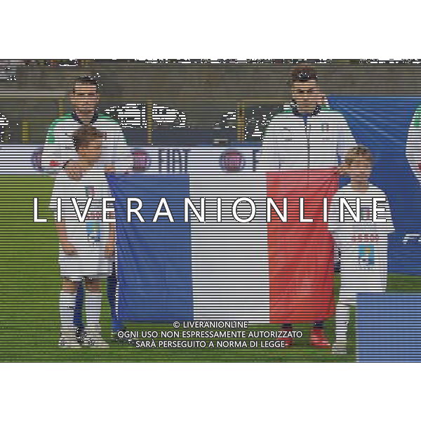 Amichevole Bologna - 17.11.2015 Italia-Romania Nella Foto:el shaarawy e florenzi con la bandiera francese /Ph.Vitez-Ag. Aldo Liverani