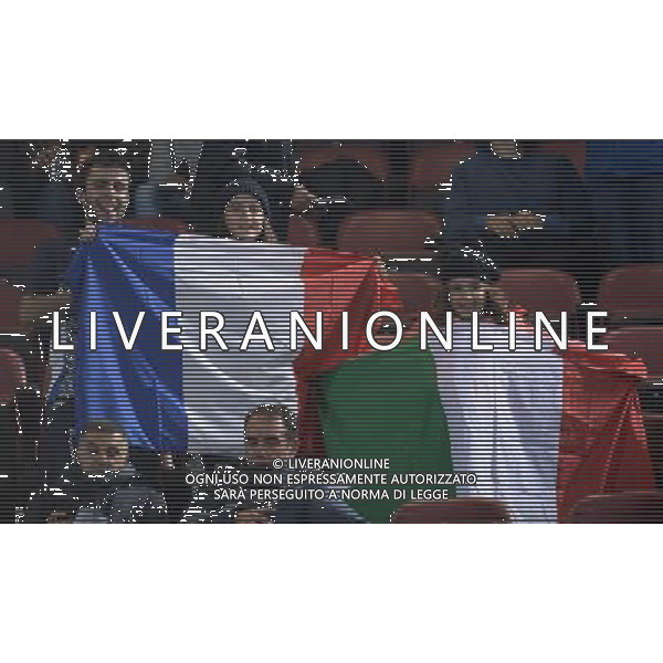 Amichevole Bologna - 17.11.2015 Italia-Romania Nella Foto:tifosi con la bandiera italiana e francese /Ph.Vitez-Ag. Aldo Liverani