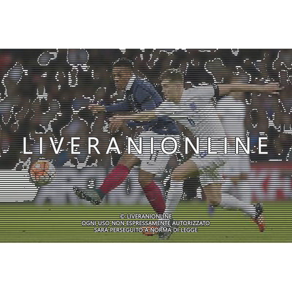 FranceÕs Anthony Martial under pressure from EnglandÕs John Stones Photographer Craig Mercer/CameraSport Football International - England v France - Tuesday 17th November 2015 - Wembley Stadium - London © CameraSport - 43 Linden Ave. Countesthorpe. Leicester. England. LE8 5PG - Tel: +44 (0) 116 277 4147 - admin@camerasport.com - www.camerasport.com / AGENZIA ALDO LIVERANI SAS - ITALY ONLY EDITORIAL USE ONLY - Inghilterra Vs Francia partita amichevole