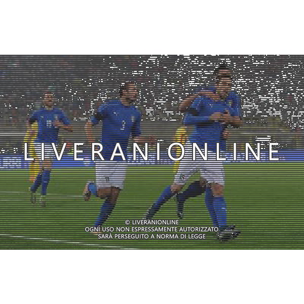 Amichevole Bologna - 17.11.2015 Italia-Romania Nella Foto: esultanza dopo il gol di claudio marchisio con giorgio chietini e pelle\' graziano /Ph.Vitez-Ag. Aldo Liverani