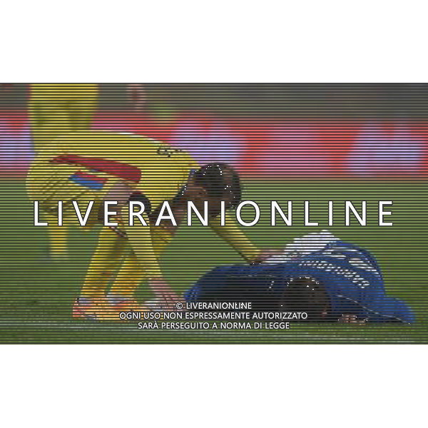 Amichevole Bologna - 17.11.2015 Italia-Romania Nella Foto: manolo gabbiadini a terra infortunato con chiriches /Ph.Vitez-Ag. Aldo Liverani