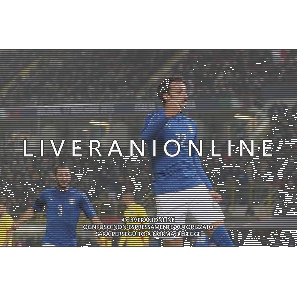 ITALIA - ROMANIA PARTITA AMICHEVOLE BOLOGNA 17 NOVEMBRE 2015 NELLA FOTO ESULTANZA DOPO IL GOL DI MANOLO GABBIADINI ©OPTIMAFOTO / AGENZIA ALDO LIVERANI SAS