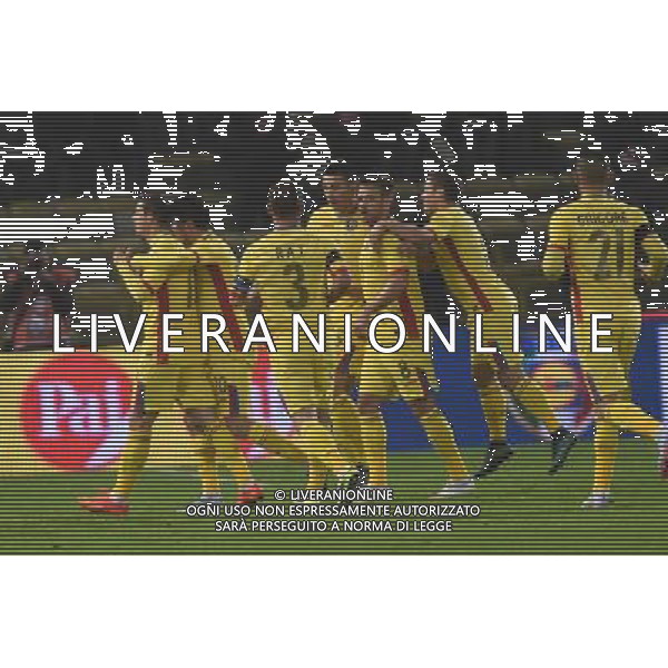 ITALIA - ROMANIA PARTITA AMICHEVOLE BOLOGNA 17 NOVEMBRE 2015 NELLA FOTO ESULTANZA DOPO IL GOL DELLA ROMANIA ©OPTIMAFOTO / AGENZIA ALDO LIVERANI SAS