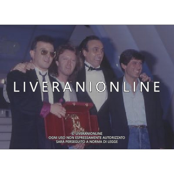 1987 SANREMO-FESTIVAL DELLA CANZONE ITALIANA NELLA FOTO UMBERTO TOZZI-GIANNI MORANDI -ENRICO RUGGERI VINCONO IL FESTIVAL DI SANREMO AG ALDO LIVERANI SAS