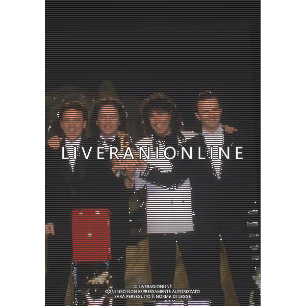 SANREMO 1990 FESTIVAL DI SANREMO NELLAFOTO IL CMPLESSO DEI POOH VINCE IL FESTIVALDI SANREMO AG ALDO LIVERANI SAS
