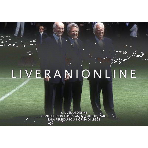 RETROSPETTIVA ANTONIO MATARRESE DIRIGENTE CALCIO NELLA FOTO ANTONIO MATARRESE CON ARRIGO SACCHI E GIORGIO ARMANI NEL 1994 AG ALDO LIVERANI SAS
