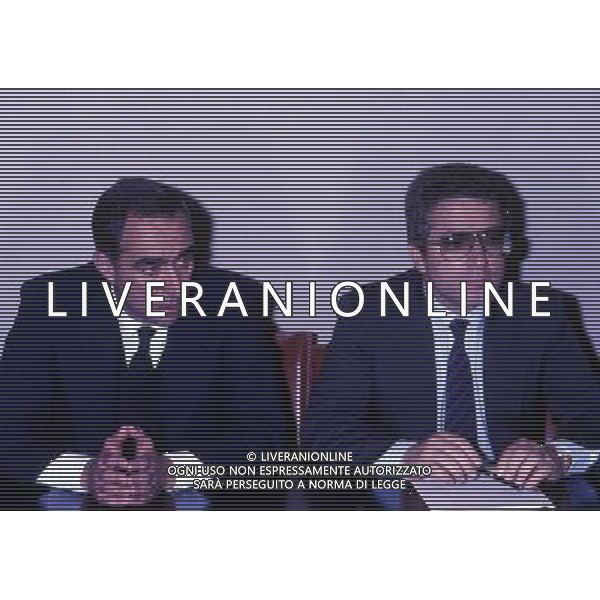 RETROSPETTIVA ANTONIO MATARRESE DIRIGENTE CALCIO NELLA FOTO ANTONIO MATARRESE E FRANCO CARRARO NEL 1987 AG ALDO LIVERANI SAS