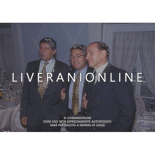 RETROSPETTIVA ANTONIO MATARRESE DIRIGENTE CALCIO NELLA FOTO ANTONIO MATARRESE-LUCIANO NIZZOLA E SILVIO BERLUSCONI AG ALDO LIVERANI SAS