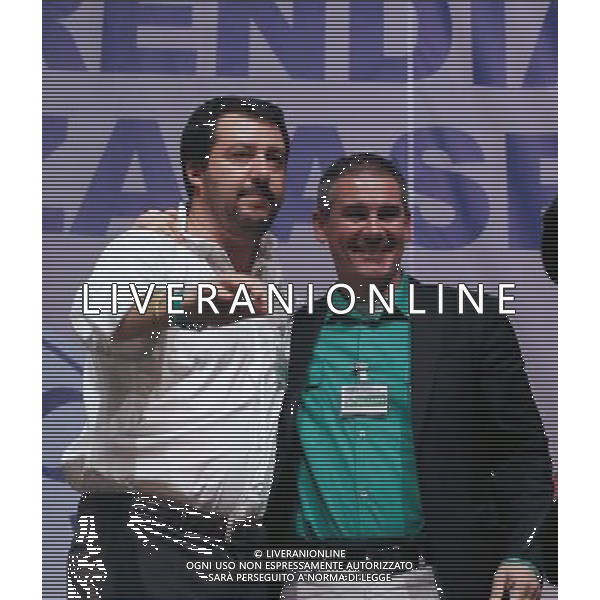 Matteo Salvini e Paolo Grimoldi,convegno Lega Nord ,Brescia 21 novembre 2015. AG ALDO LIVERANI SAS