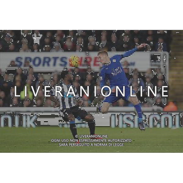 Leicester City\'s Jamie Vardy vies for possession with Newcastle United\'s Vurnon Anita Photographer Rich Linley/CameraSport Football - Barclays Premiership - Newcastle United v Leicester City - Saturday 21st November 2015 - St James\' Park - Newcastle © CameraSport - 43 Linden Ave. Countesthorpe. Leicester. England. LE8 5PG - Tel: +44 (0) 116 277 4147 - admin@camerasport.com - www.camerasport.com AG ALDO LIVERANI SAS ONLY ITALY