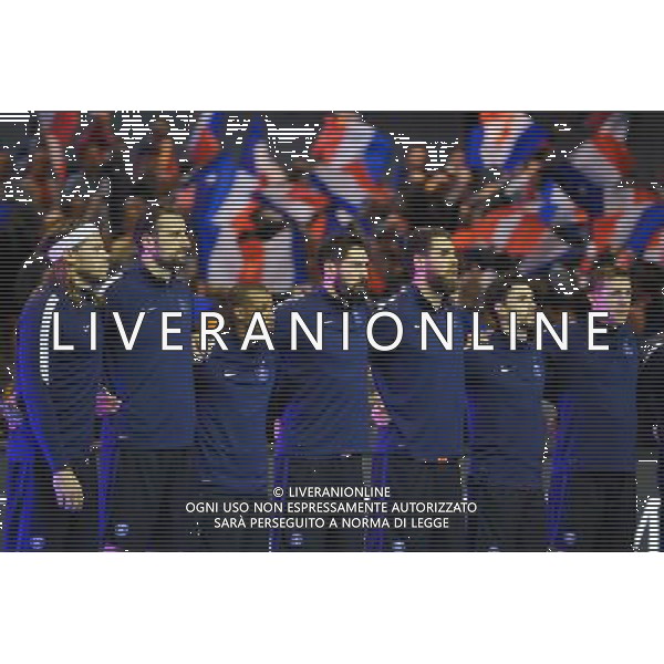 equipe PSG / minute de silence hommage victimes attentats - 21.11.2015 - PSG / Kiel - Champions League Photo : Andre Ferreira / Icon Sport AG ALDO LIVERANI SAS ONLY ITALY