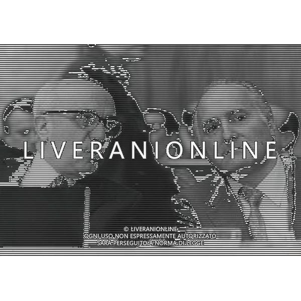 Oscar Luigi Scalfaro ( Politico e Magistrato italiano - nono Presidente della Repubblica dal 1992 al 1999 ) - Retrospettiva nella foto con Amintore Fanfani ©Archivio Agenzia Aldo Liverani Sas