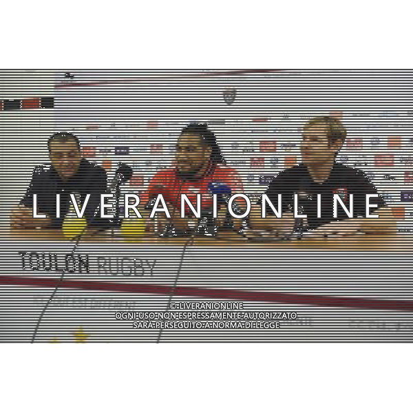 Mourad BOUDJELLAL / Ma\'a NONU / Tom WHITFORD - 23.11.2015 - Presentation du Nouveau Joueur de Toulon Photo : Agence Nice Presse / Icon Sport AG ALDO LIVERANI SAS ONLY ITALY