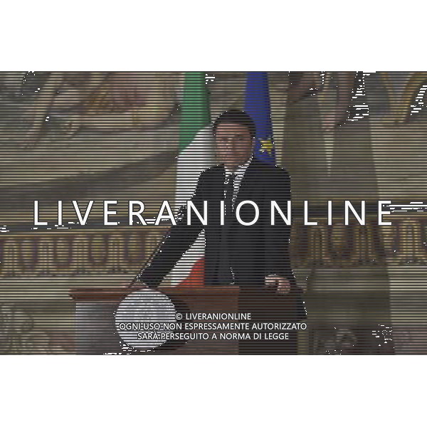 Roma - 24/11/2015 - Sala Orazi e Curiazi Musei Capitolini - Il Presidente del Consiglio Matteo Renzi Ã¨ intervenuto sul tema: â€œItalia, Europa. Una risposta al terroreâ€ - nella foto: Matteo Renzi /Ph. Corradetti - Ag. Aldo Liverani / AGENZIA ALDO LIVERANI SAS