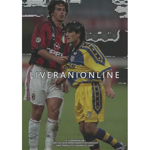 MILANO SUPERCOPPA ITALIANA MILAN PARMA 21-081-1999 NELLA FOTO DEMETRIO ALBERTINI E ARIEL ORTEGA AG ALDO LIVERANI SAS