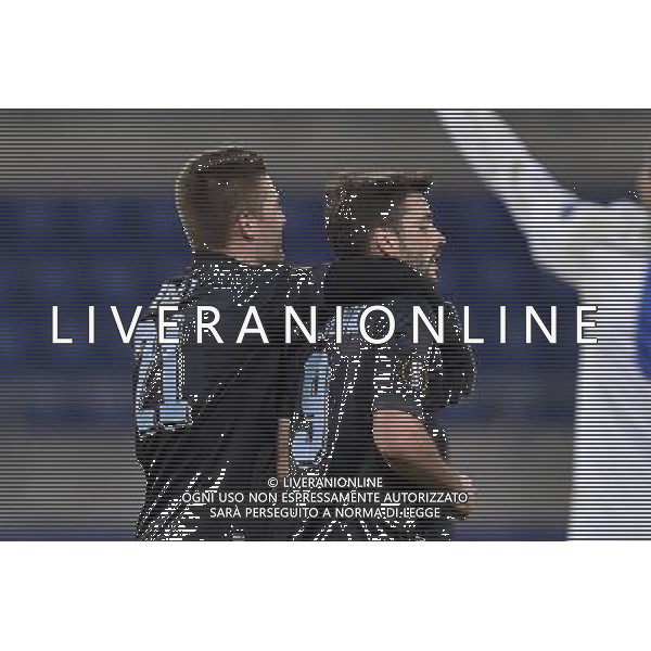 Roma - 26/11/2015 - Stadio Olimpico - UEFA Europa League 2015-2016 - Gruppo G - Lazio vs Dnipro - nella foto: Filip Djordjevic festeggiato da Segej Milinkovic-Savic /Ph. Corradetti - Ag. Aldo Liverani