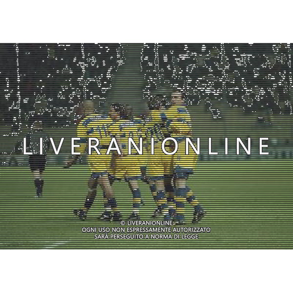 20-04-1999 PARMA ATLETICO MADRID SEMIFINALE DI COPPA UEFA NELLA FOTO ABBRACCI PARMA AG ALDO LIVERANI SAS