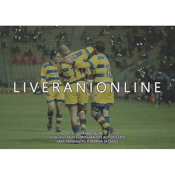 20-04-1999 PARMA ATLETICO MADRID SEMIFINALE DI COPPA UEFA NELLA FOTO ABBRACCI PARMA AG ALDO LIVERANI SAS