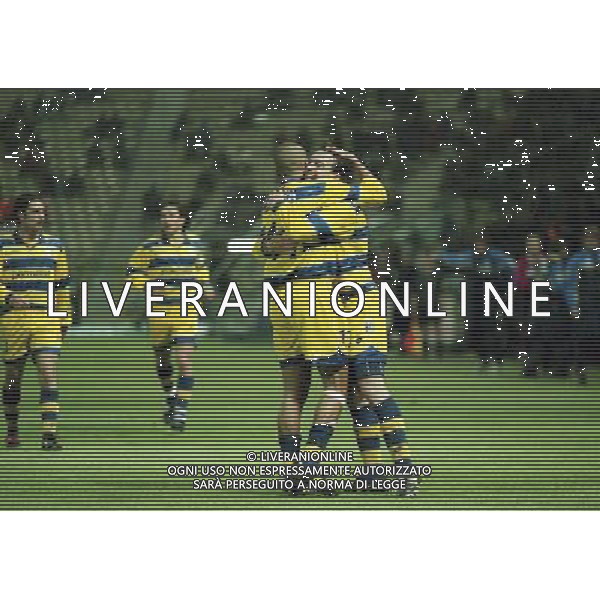 20-04-1999 PARMA ATLETICO MADRID SEMIFINALE DI COPPA UEFA NELLA FOTO ABBRACCI PARMA AG ALDO LIVERANI SAS