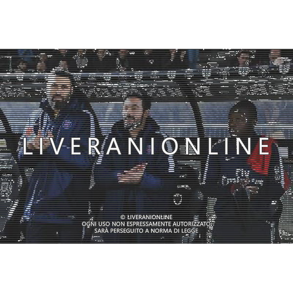 Salvatore SIRIGU / Ezequieel LAVEZZI / Hervin ONGENDA - 01.12.2015 - Angers / PSG - 16eme journee Ligue 1 Photo : Nolwenn Le Gouic / Icon Sport AG ALDO LIVERANI SAS ONLY ITALY
