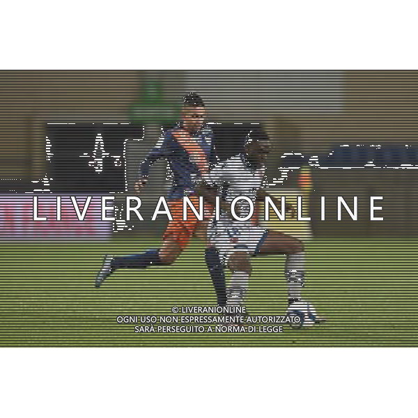 Amos Youga / Ryad Boudebouz - 02.12.2015 - Montpellier / Gazelec Ajaccio - 16eme journee de Ligue 1 Photo: Alexandre Dimou / Icon Sport/ AGENZIA ALDO LIVERANI SAS - ITALY ONLY EDITORIAL USE ONLY