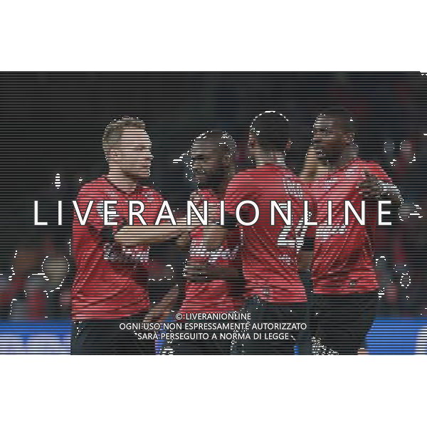 Yannis SALIBUR / Lars JACOBSEN / Younousse SANKHARE - 02.12.2015 - Guingamp / Reims - 16eme journee Ligue 1 Photo : Nolwenn Le Gouic / Icon Sport AG ALDO LIVERANI SAS ONLY ITALY