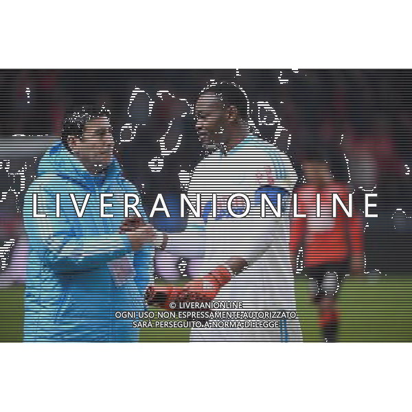 joie Steve MANDANDA / Guy CAZADAMONT - 03.12.2015 - Rennes / Marseille - 16eme journee Ligue 1 Photo : Nolwenn Le Gouic / Icon Sport AG ALDO LIVERANI SAS ONLY ITALY